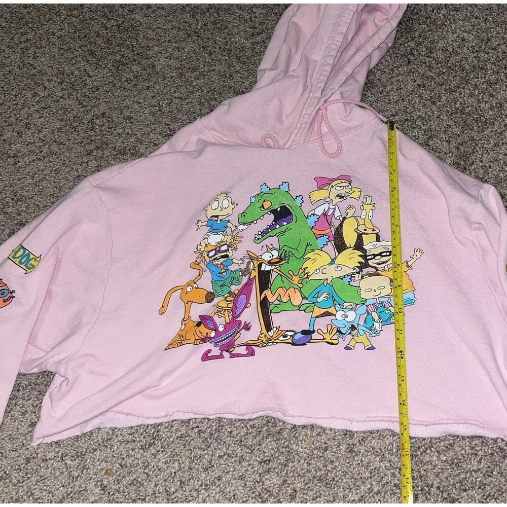 Nickelodeon Crop Hoodie Pink With Characters Size Large - Picture 8 of 8